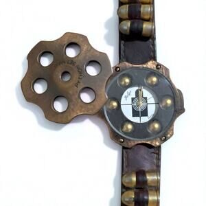 Vintage Python 357 Mag Men’s Wrist Watch Faux Mini Bullets On Band Needs Battery